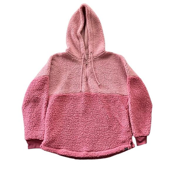 PINK Victoria's Secret Tops - PINK Victoria's Secret Varsity Sherpa Half Zip Pullover